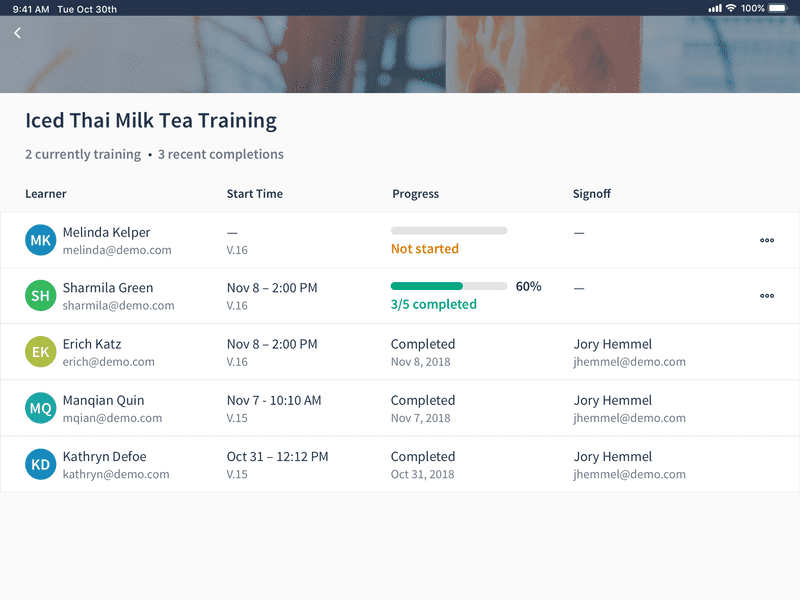 Course Report Tablet